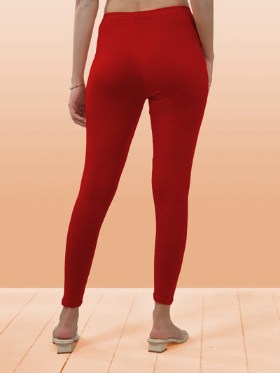 Red Ankle Length Leggings