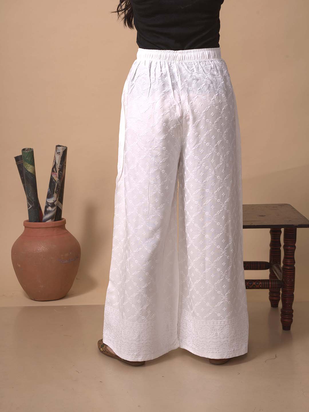 White Chikankari Palazzo