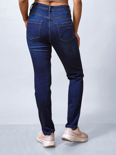 Blue High-Waist Ankle-Length Tapered Jeans #801