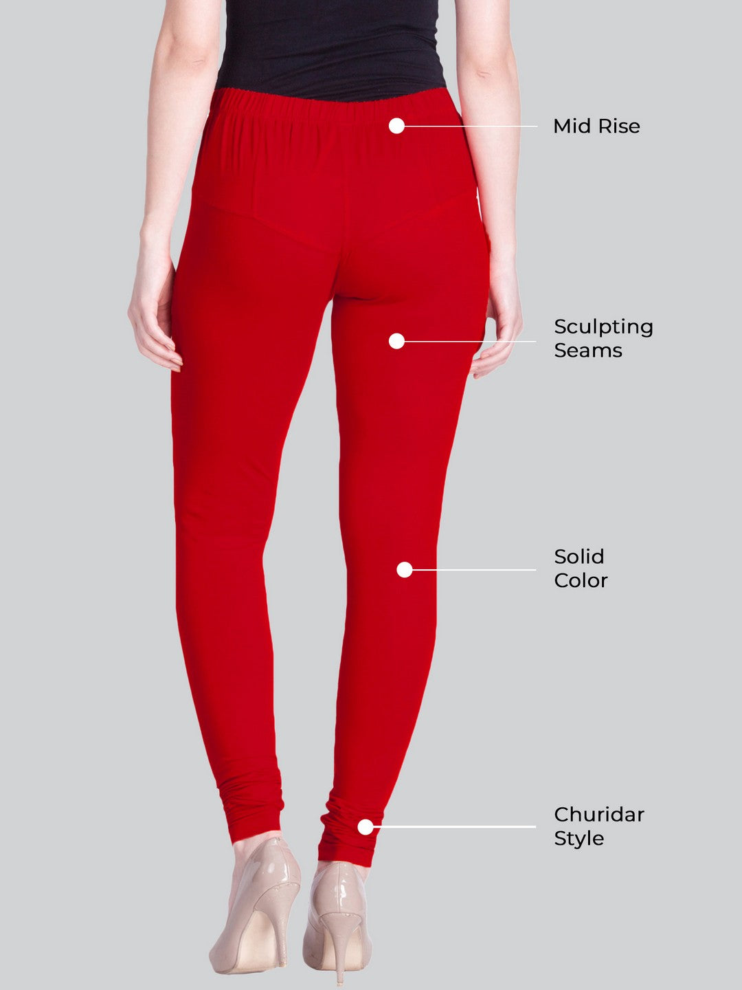 Black and Red Premium Churidar Leggings - Pack of 2