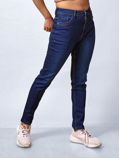 Blue High-Waist Ankle-Length Tapered Jeans #801