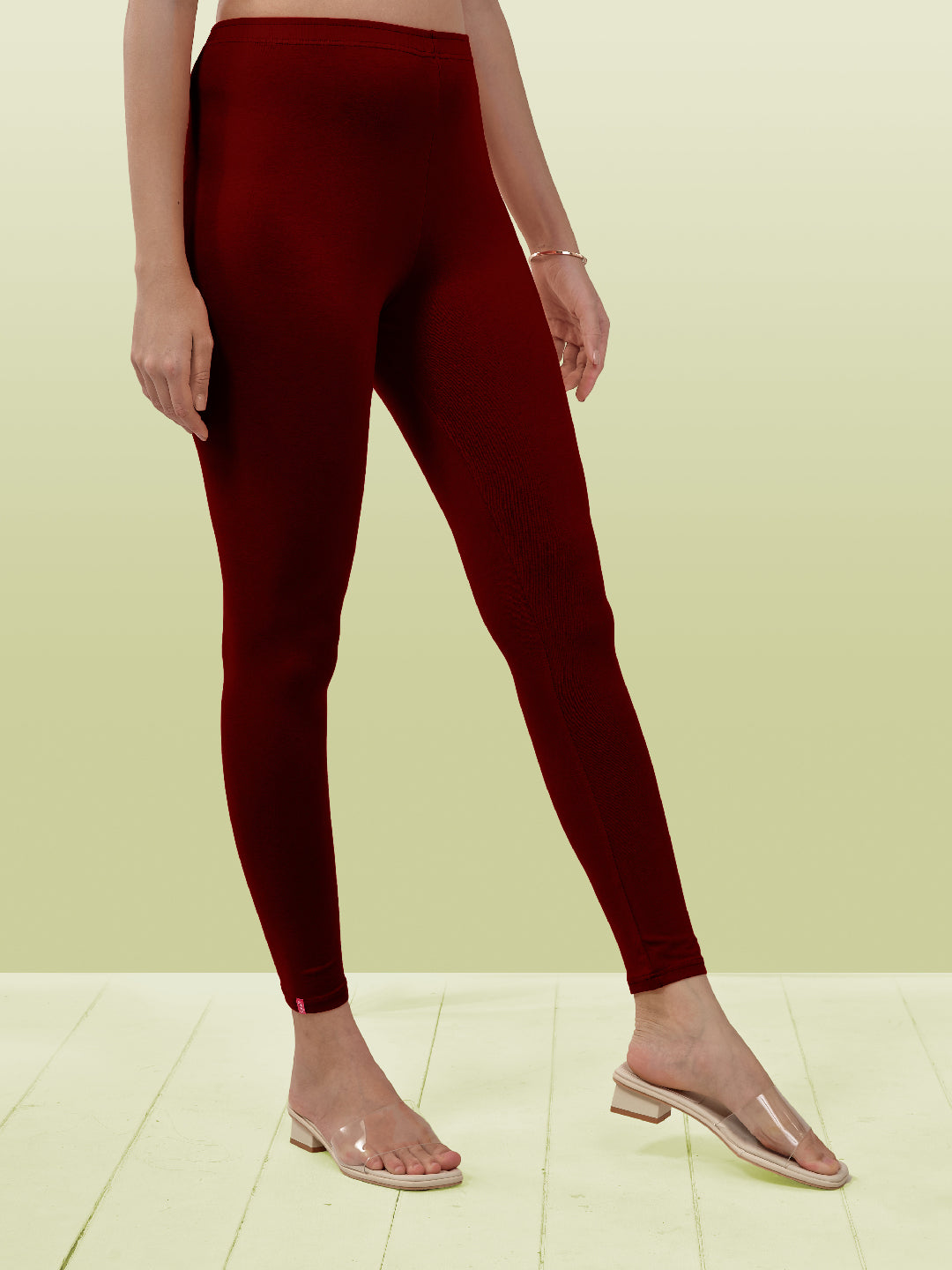 Red Ankle Length Leggings