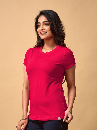 Pink Round Neck T Shirt For Women