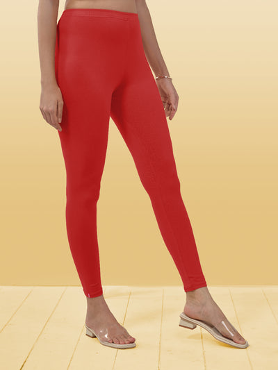 Red Ankle Length Leggings