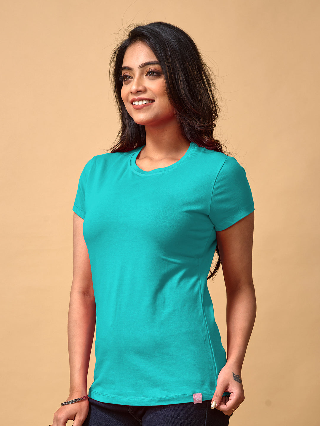 Blue Round Neck T-Shirt For Women