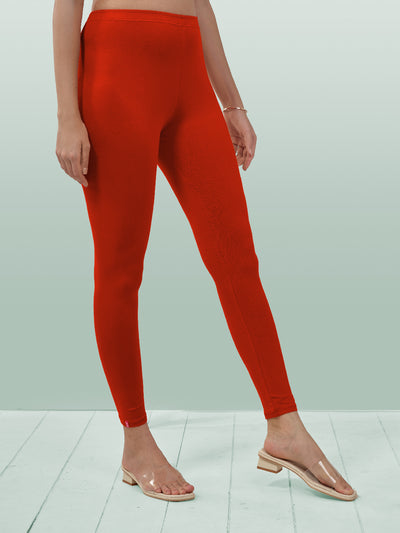 Red Ankle Length Leggings