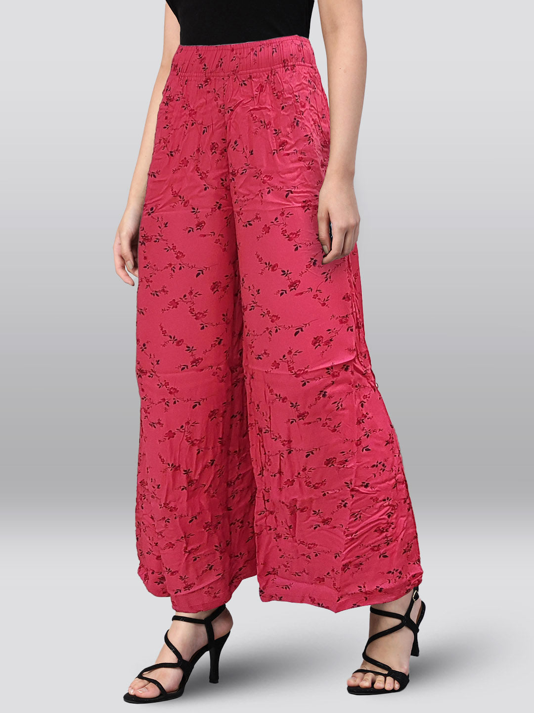 Pink Printed Rayon Palazzo