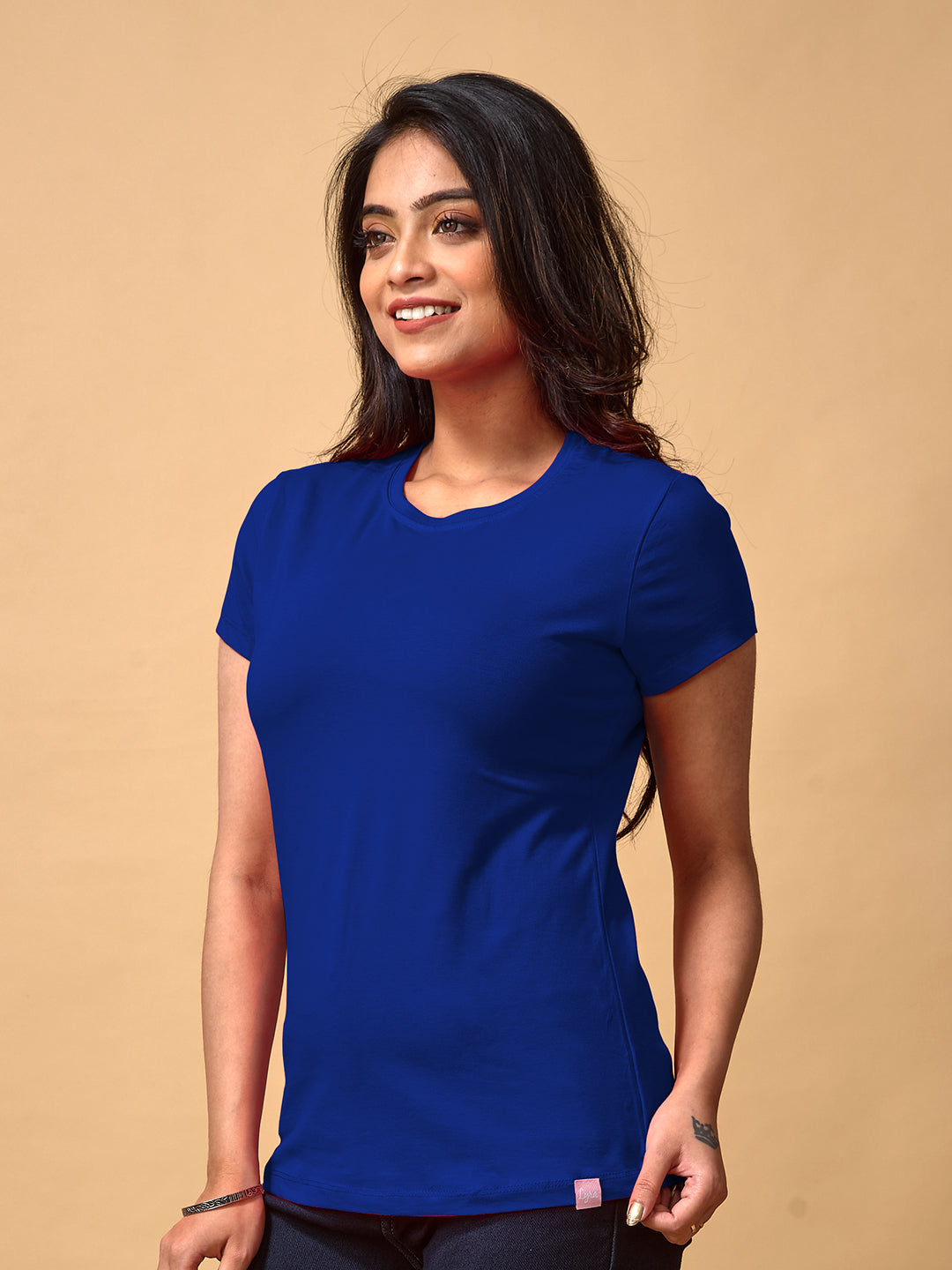 Blue Round Neck T-Shirt For Women