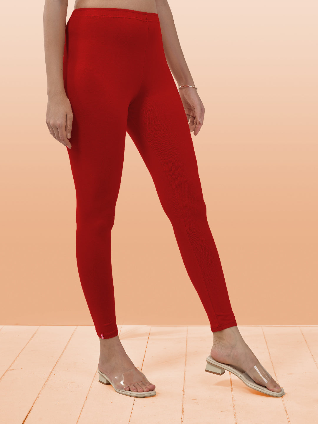 Red Ankle Length Leggings