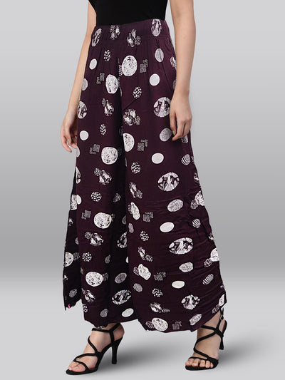 Maroon Printed Palazzo