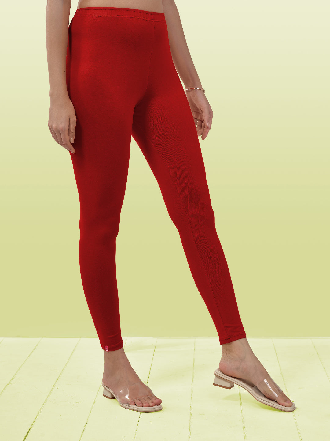 Red Ankle Length Leggings