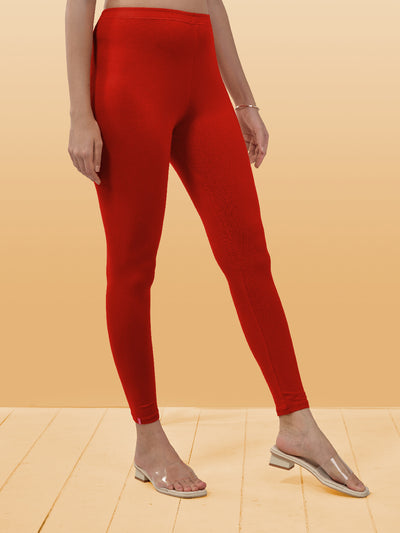 Red Ankle Length Leggings