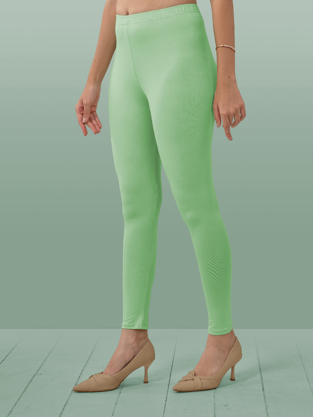 Green Ankle Length Leggings