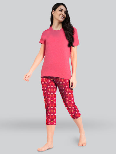 Deep Pink Printed Relax Pyjama #602