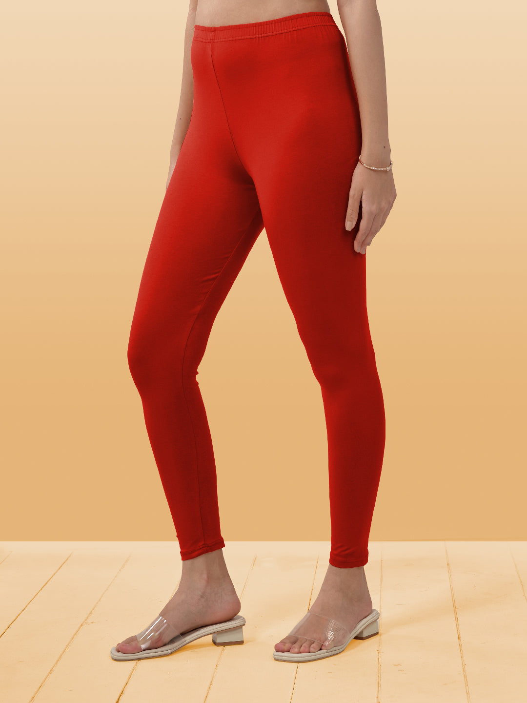 Red Ankle Length Leggings