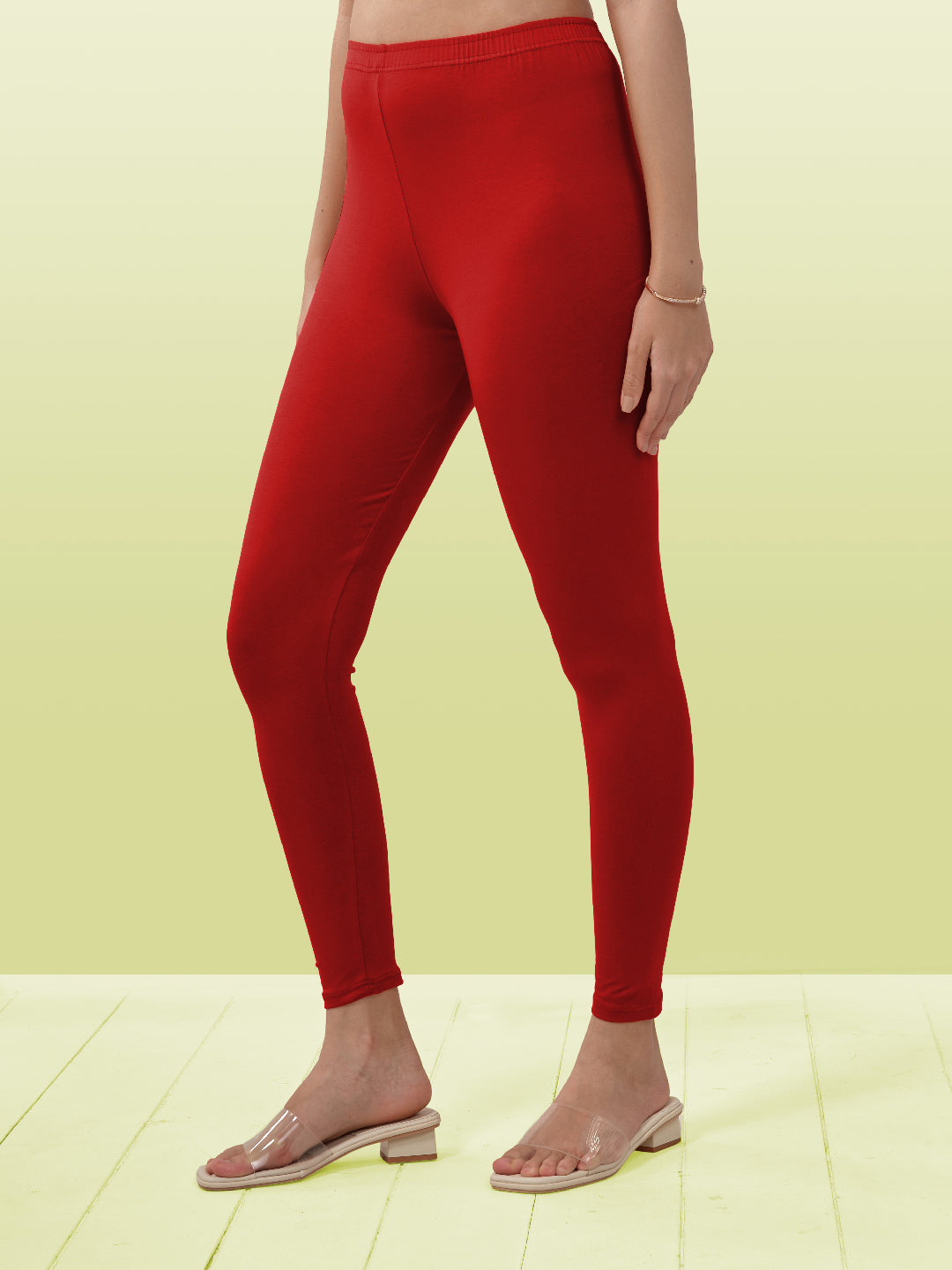 Red Ankle Length Leggings