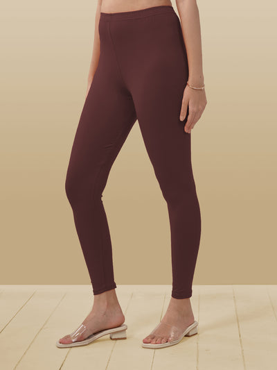 Brown Ankle Length Leggings