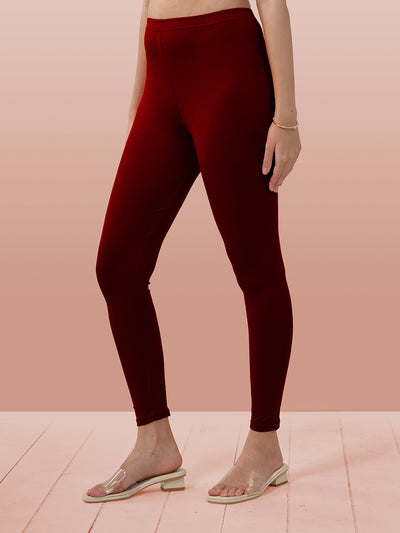 Maroon Ankle Length Leggings