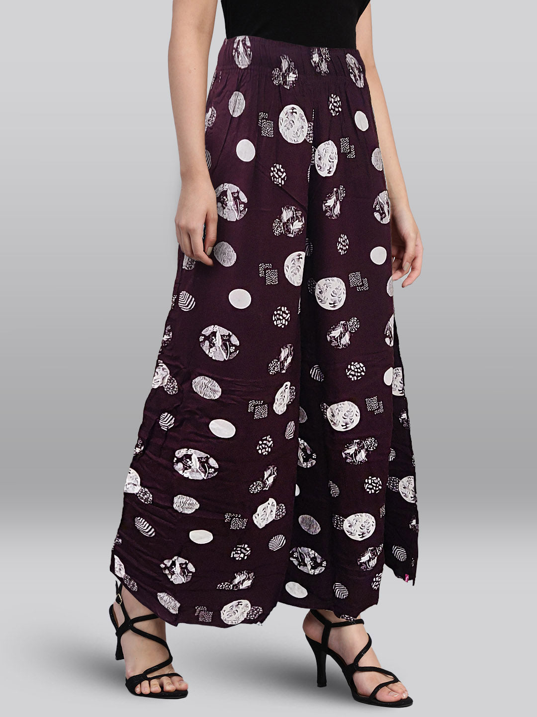 Maroon Printed Palazzo
