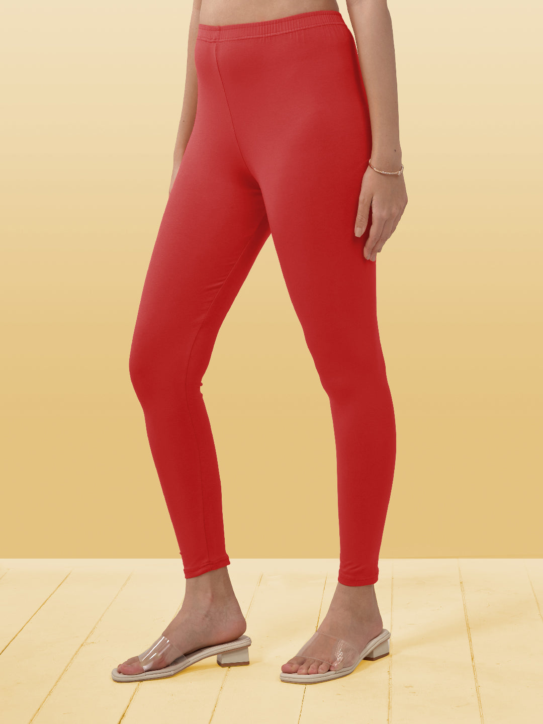 Red Ankle Length Leggings