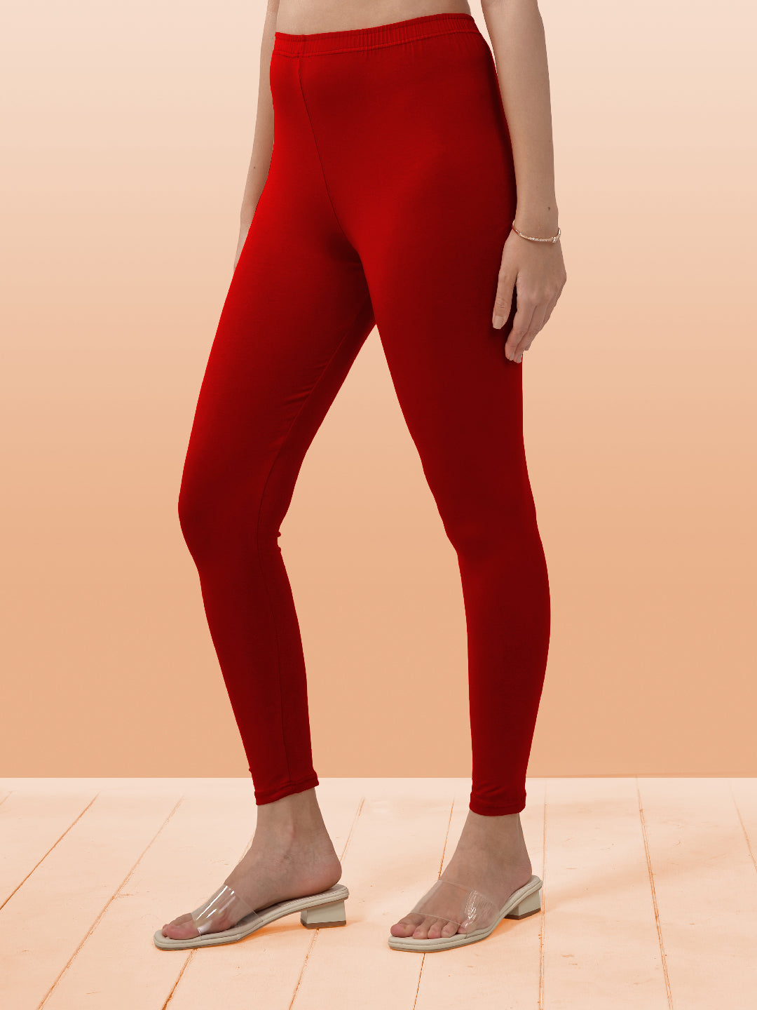 Red Ankle Length Leggings