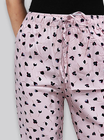 Pink printed rayon pyjama