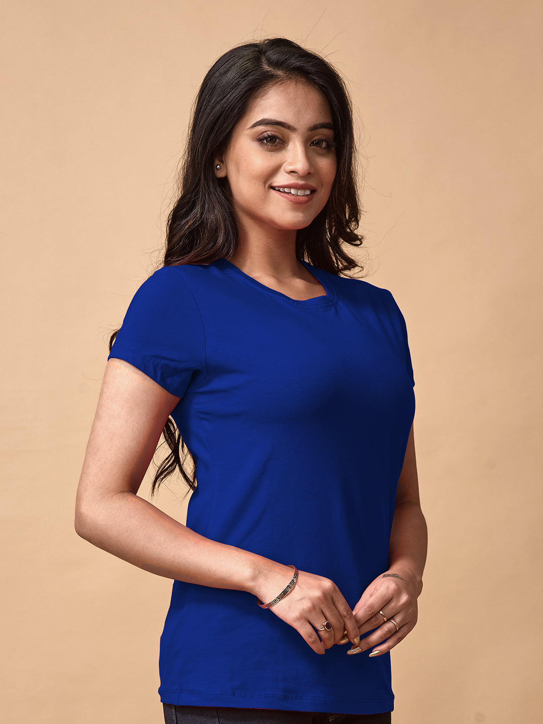 Blue Round Neck T-Shirt For Women