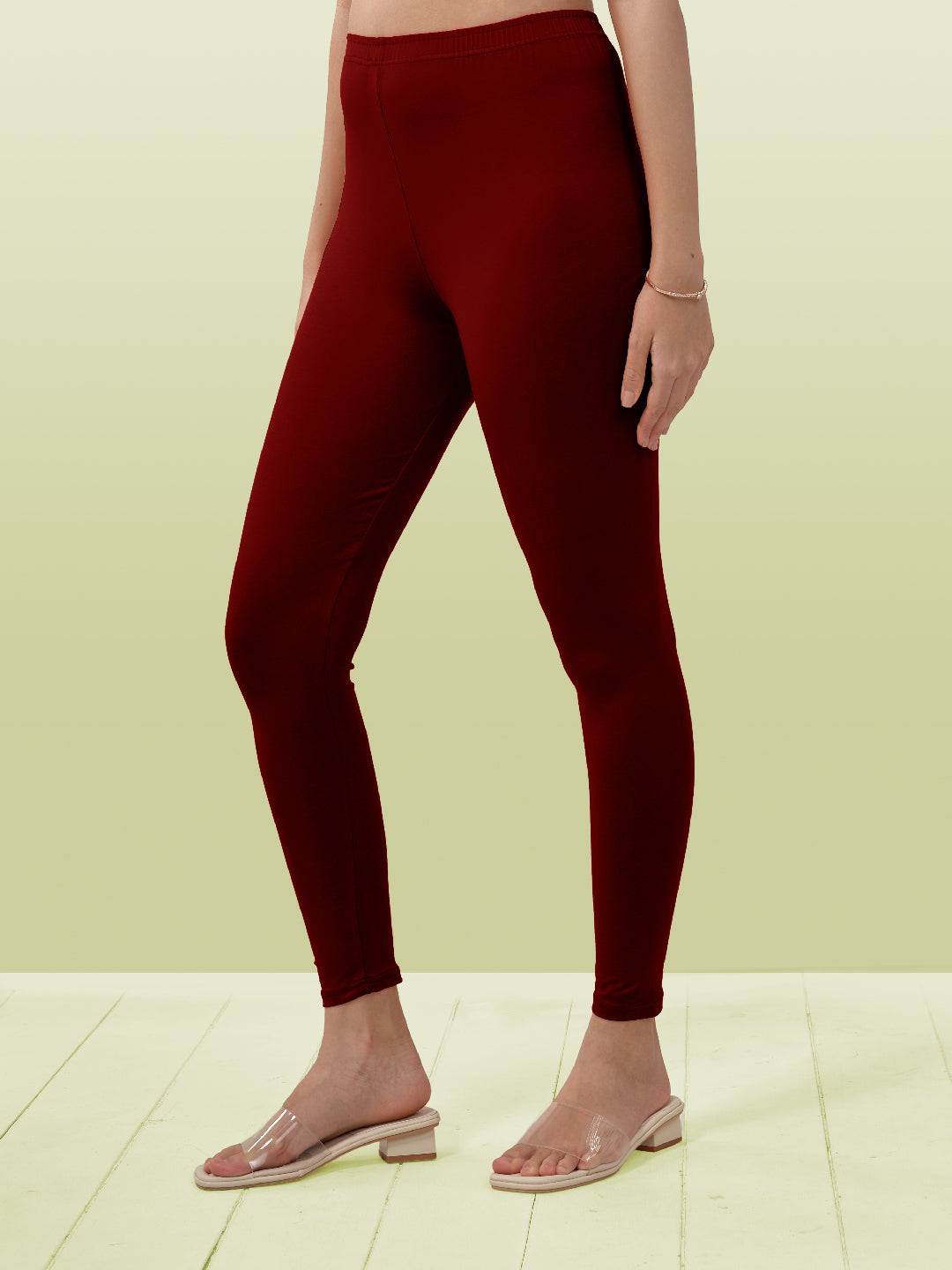 Red Ankle Length Leggings