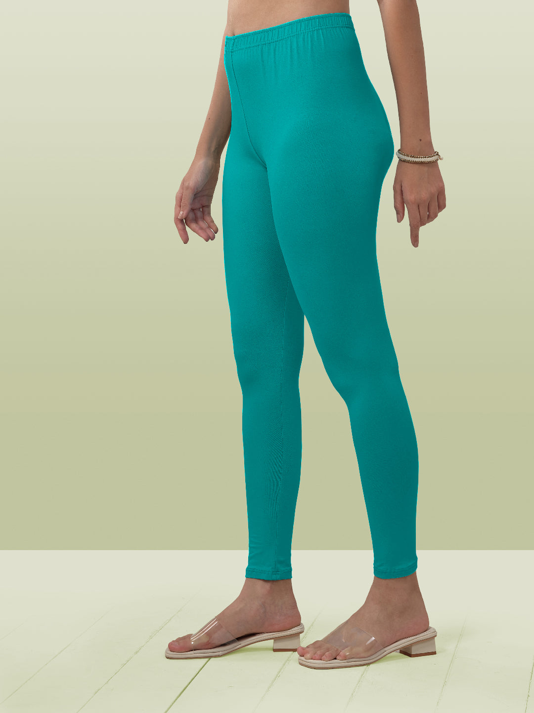 Green Ankle Length Leggings