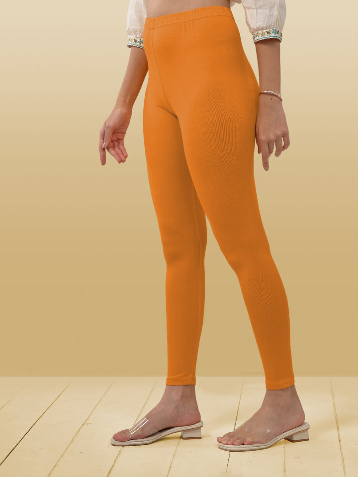 Ajio Golden Ankle Length Leggings Yellow Ankle Length Leggings