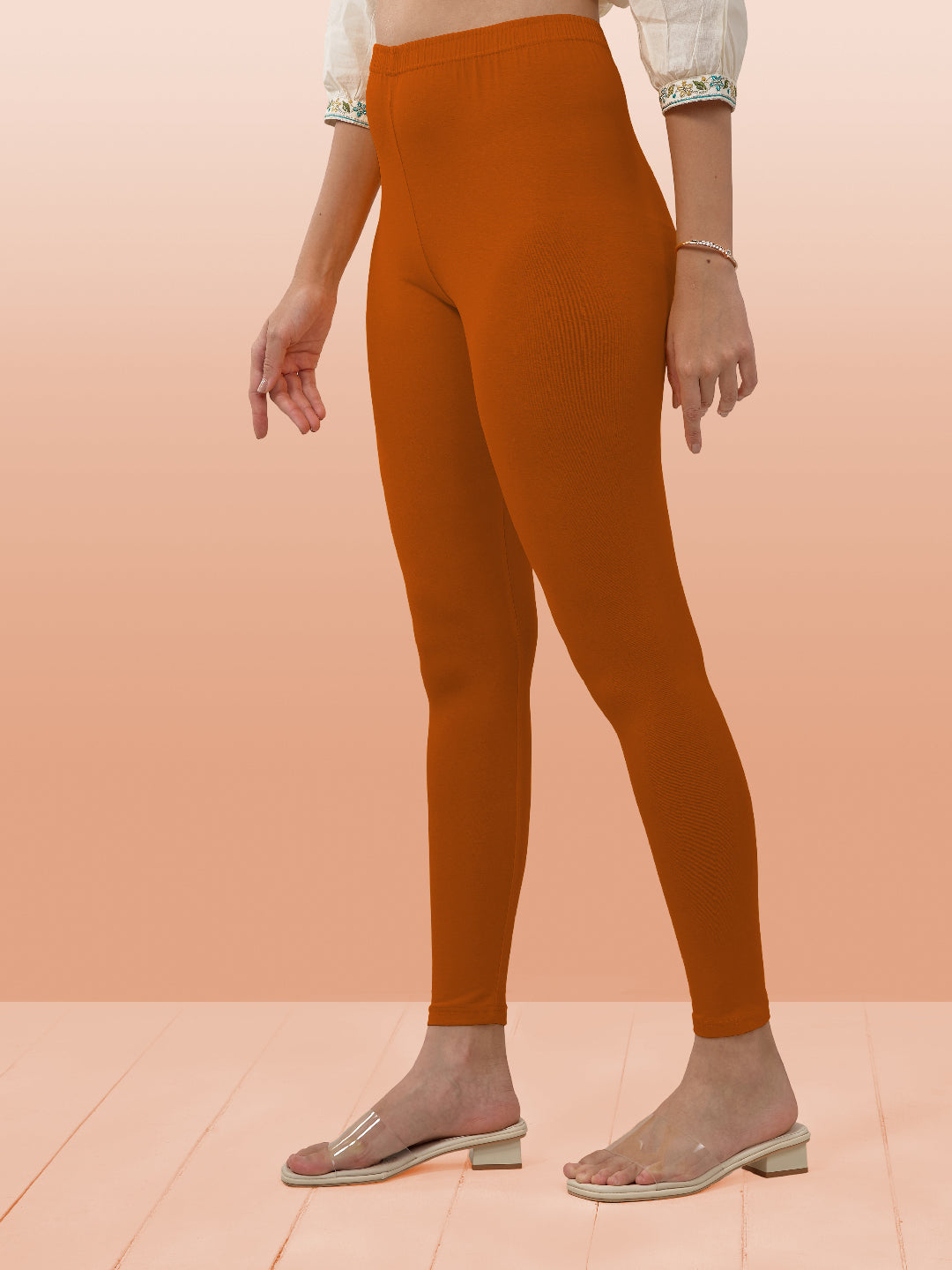 Orange Ankle Length Leggings