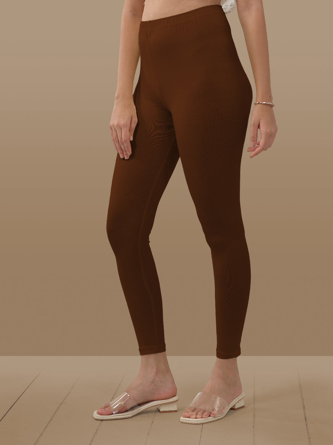 Brown Ankle Length Leggings