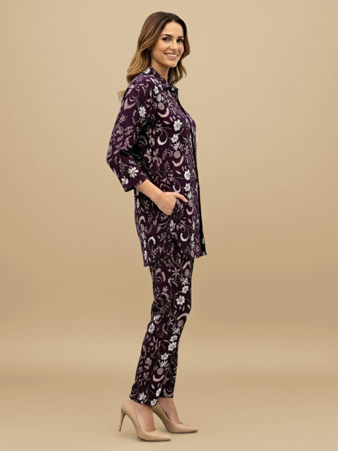 Lyra Women's Printed Premium Rayon B4 Co-ord Set