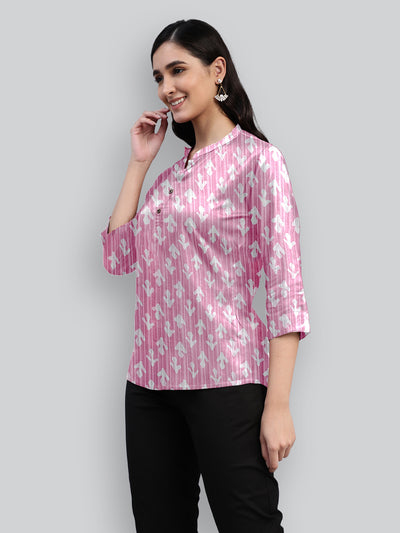 Pink printed woven tunic