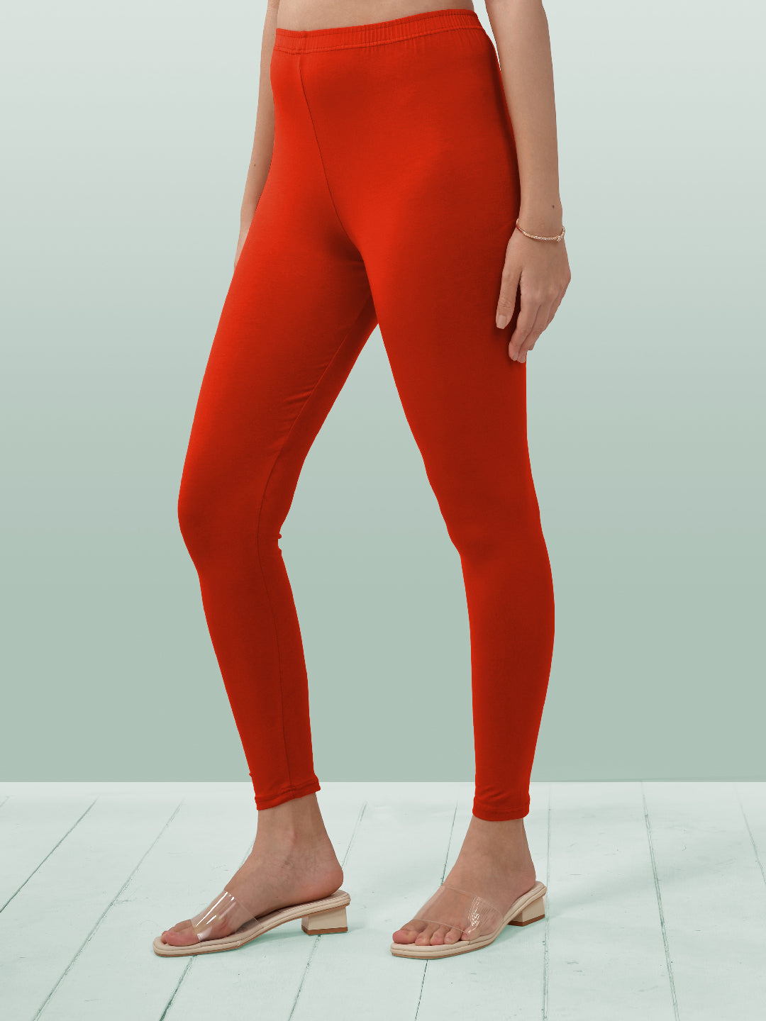 Red Ankle Length Leggings