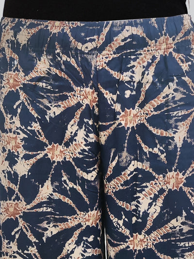 Navy Printed Rayon Palazzo