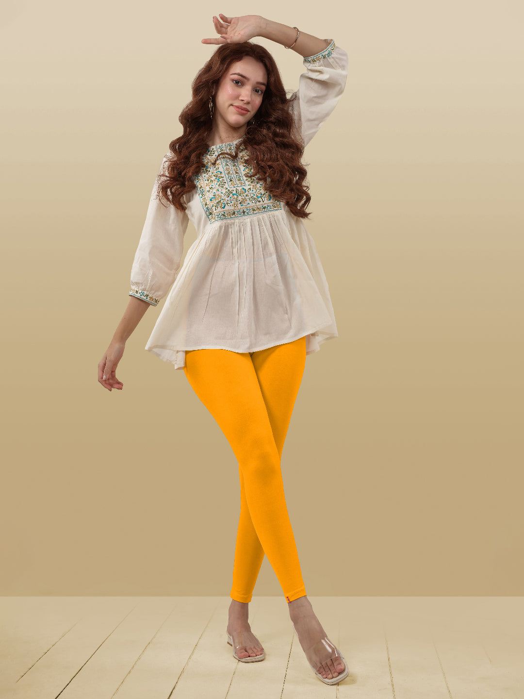 Yellow Ankle Length Leggings