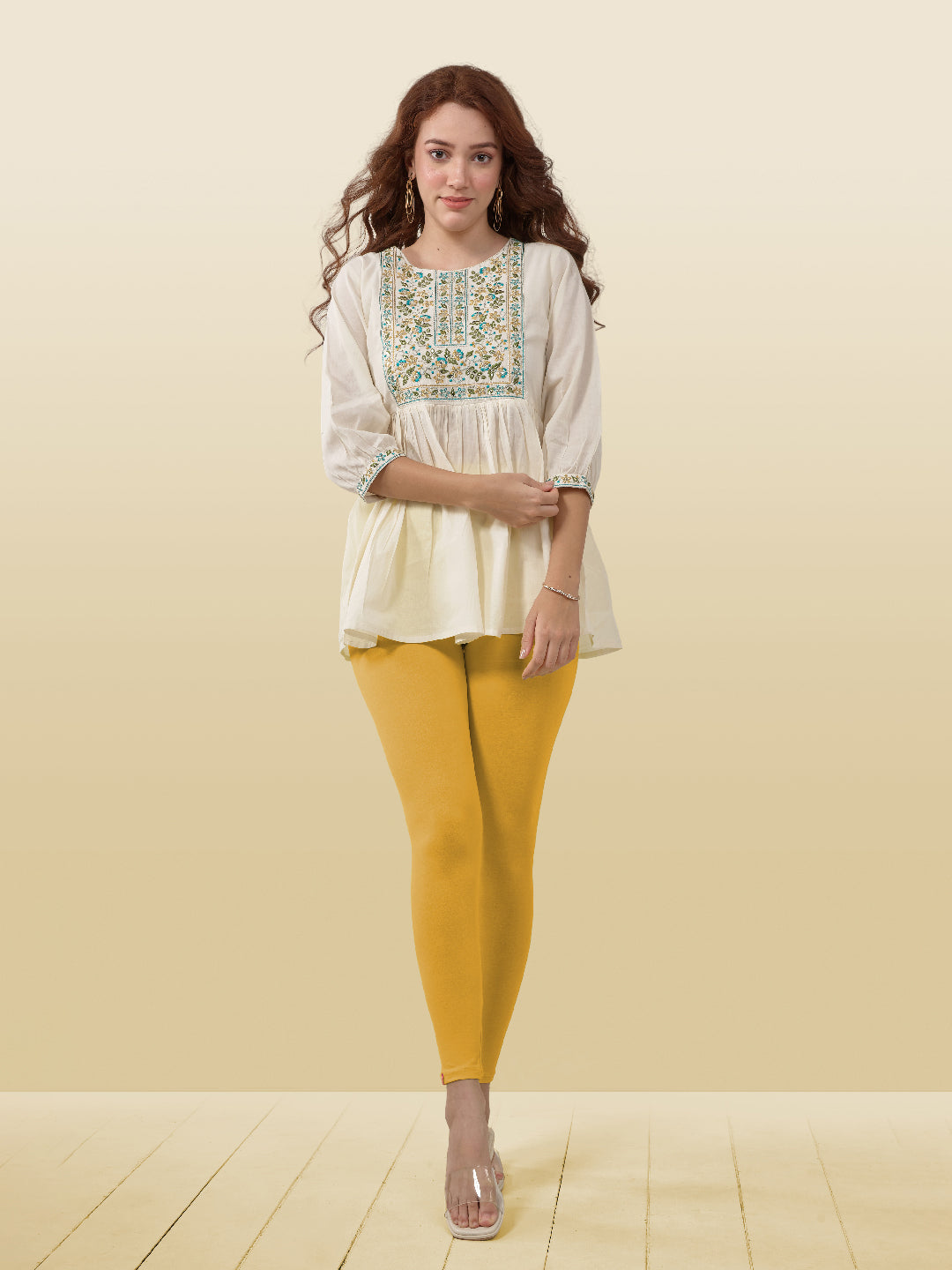 Yellow Ankle Length Leggings