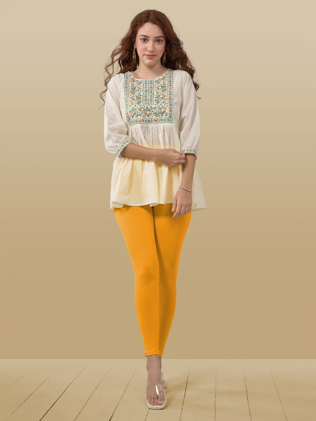 Yellow Ankle Length Leggings