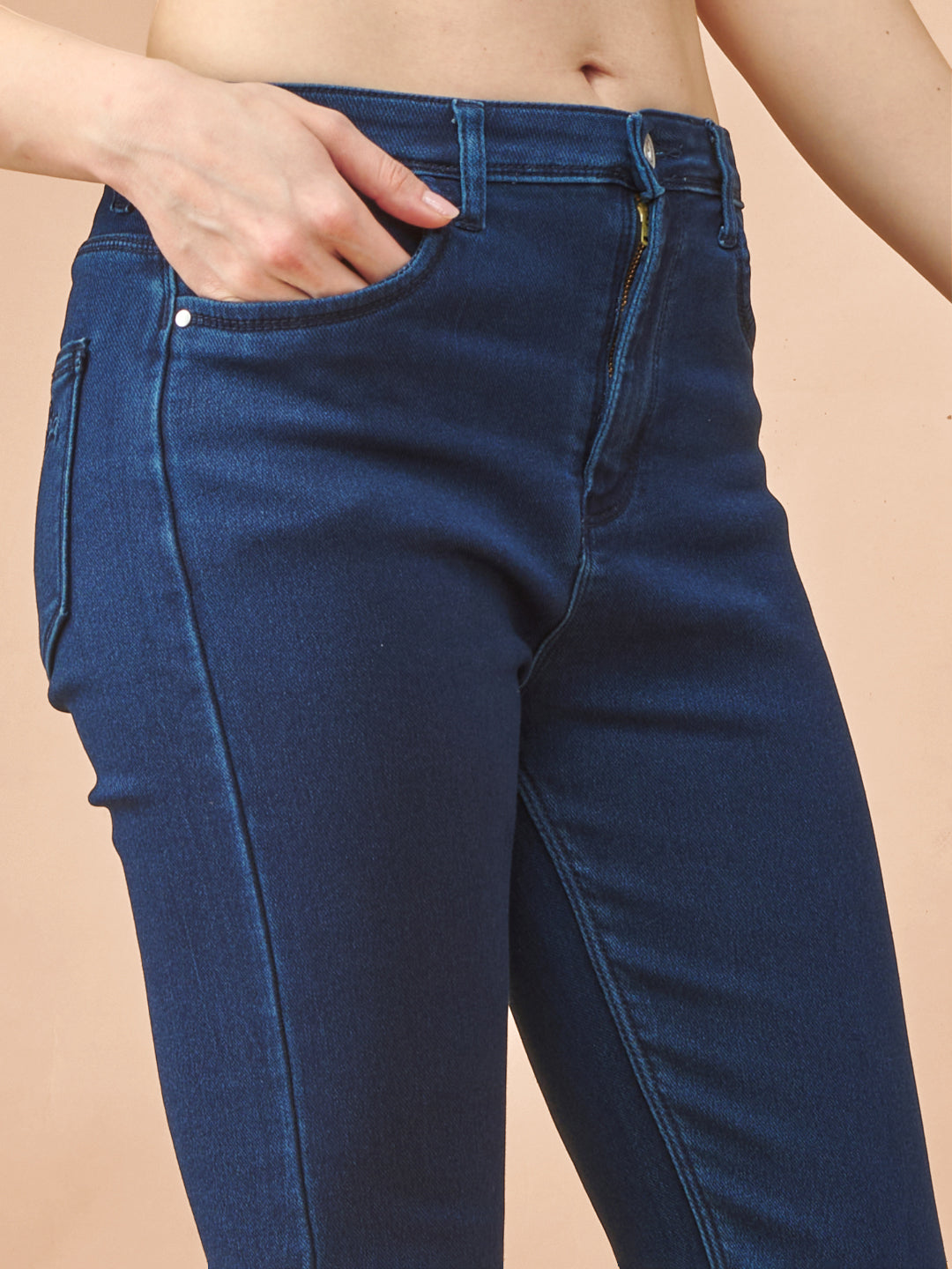 Blue High-Waist Ankle-Length Tapered Jeans #801