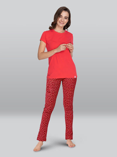 Red Printed Relax Pyjama #601