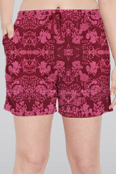 Maroon Printed Night Shorts #603