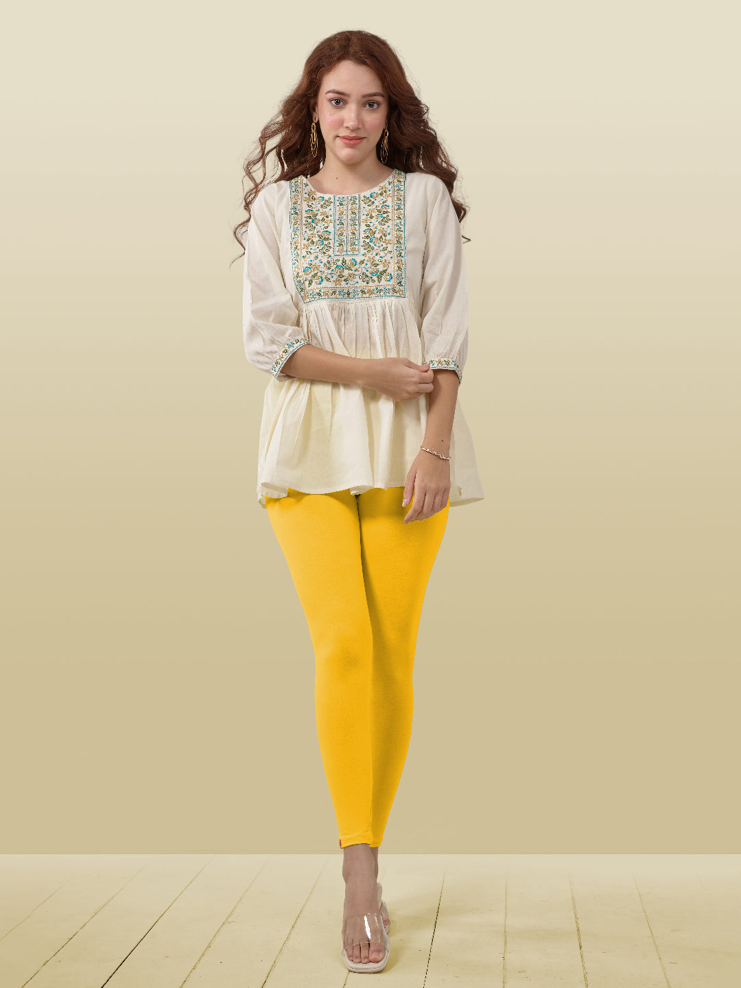 Yellow Ankle Length Leggings