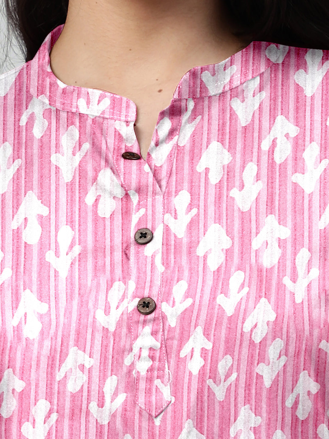 Pink printed woven tunic