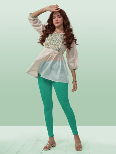 Green Ankle Length Leggings