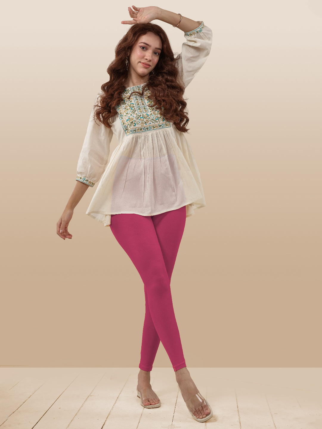 Pink Ankle Length Leggings