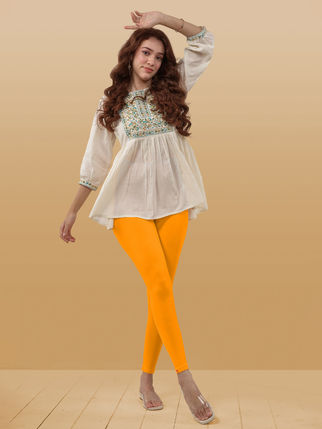 Yellow Ankle Length Leggings