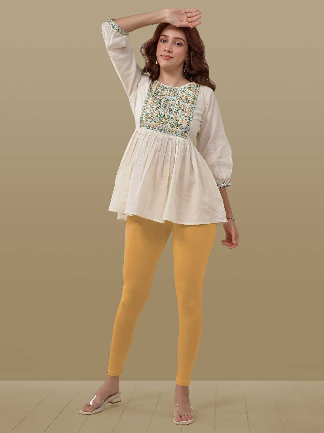 Yellow Ankle Length Leggings