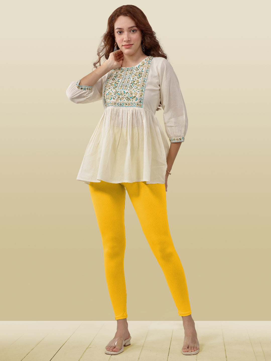 Yellow Ankle Length Leggings