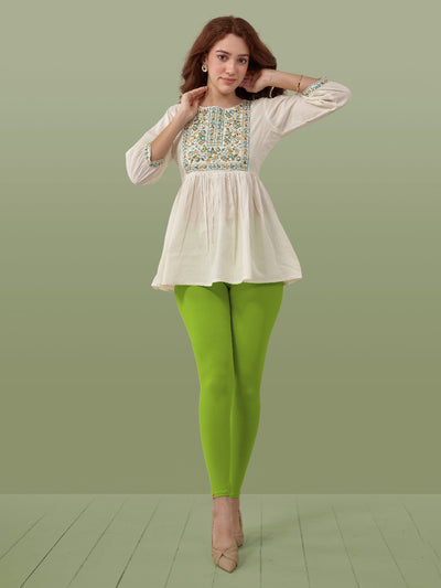 Green Ankle Length Leggings